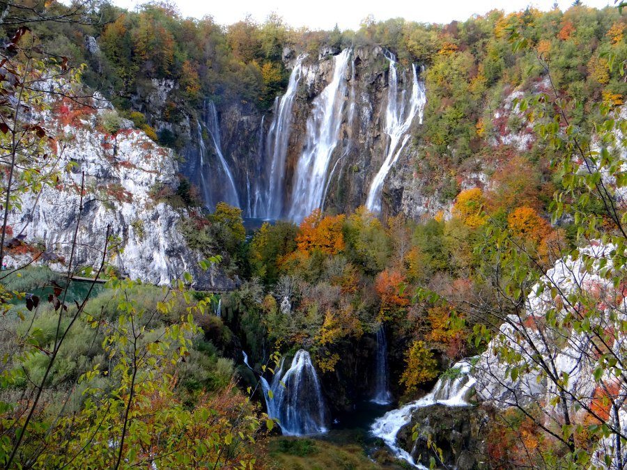 Waterfalls and Fall Foliage in Plitvice Lakes